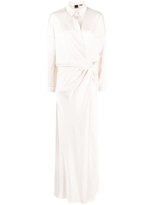 

Pointed-collar draped maxi shirt dress, PINKO Pointed-collar draped maxi shirt dress