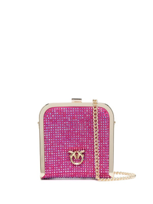 

Rhinestone-embellished box clutch bag, PINKO Rhinestone-embellished box clutch bag