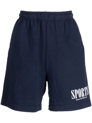 

Logo-print cotton shorts, Sporty & Rich Logo-print cotton shorts