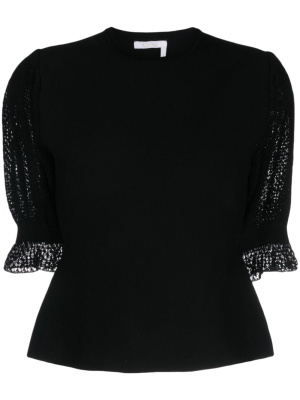 

Wool-blend lace-sleeves top, Chloé Wool-blend lace-sleeves top