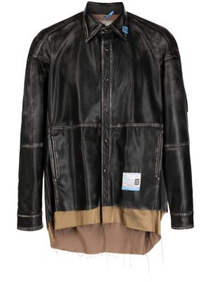 

Logo-patch faux-leather shirt jacket, Maison Mihara Yasuhiro Logo-patch faux-leather shirt jacket