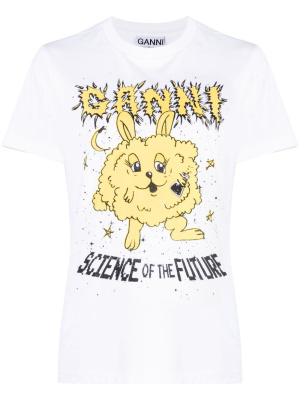 

Logo-print cotton T-shirt, GANNI Logo-print cotton T-shirt