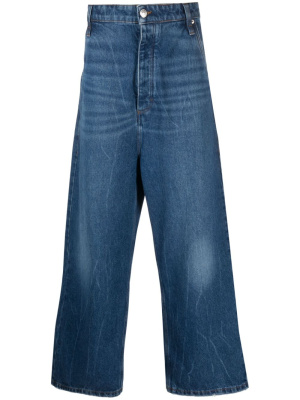 

Logo-patch wide-leg jeans, AMI Paris Logo-patch wide-leg jeans