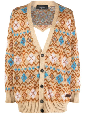 

Geometric-print wool cardigan, Dsquared2 Geometric-print wool cardigan