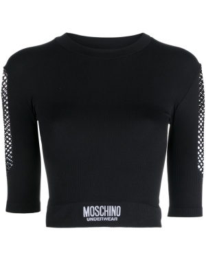 

Panelled logo-jacquard crop top, Moschino Panelled logo-jacquard crop top