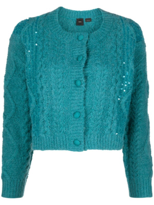 

Cable-knit sequinned cardigan, PINKO Cable-knit sequinned cardigan