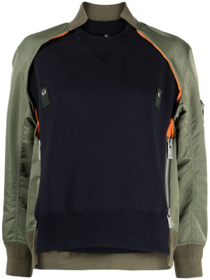 

Panelled-design cotton-blend jumper, Sacai Panelled-design cotton-blend jumper