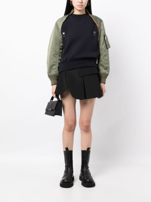 

Panelled-design cotton-blend jumper, Sacai Panelled-design cotton-blend jumper