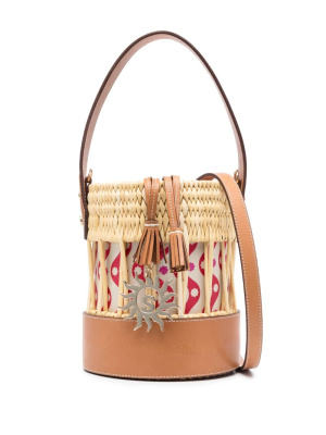 

Logo-charm raffia bucket bag, SANDRO Logo-charm raffia bucket bag