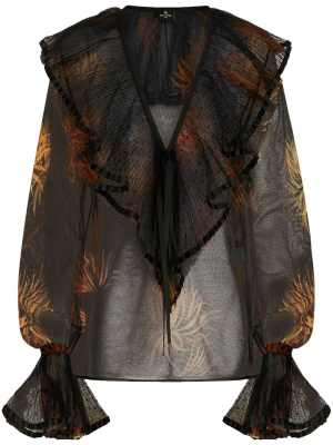 

Pleated ruffled-trim blouse, ETRO Pleated ruffled-trim blouse