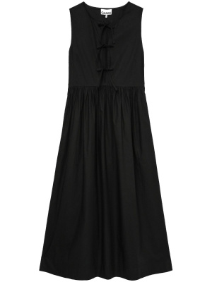 

Bow-detail cotton midi dress, GANNI Bow-detail cotton midi dress