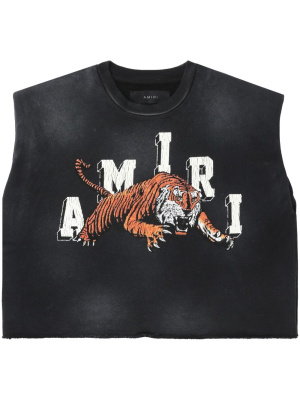 

Logo-print sleeveless cropped top, AMIRI Logo-print sleeveless cropped top