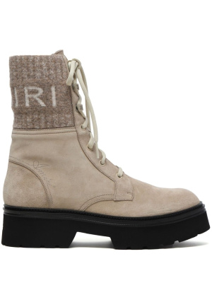 

Logo-jacquard suede boots, AMIRI Logo-jacquard suede boots