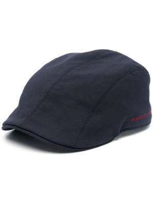 

Embroidered-logo wool flat cap, Brunello Cucinelli Embroidered-logo wool flat cap