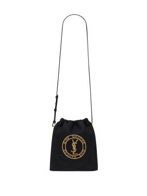 

Embroidered-logo single-strap tote, Saint Laurent Embroidered-logo single-strap tote
