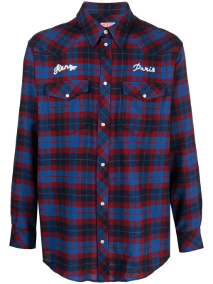

Logo-embroidered checked shirt, Kenzo Logo-embroidered checked shirt
