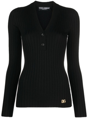 

Logo-plaque wool-blend top, Dolce & Gabbana Logo-plaque wool-blend top