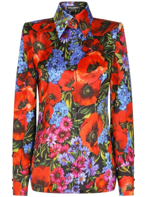 

Floral-print satin shirt, Dolce & Gabbana Floral-print satin shirt