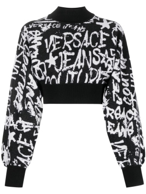 

Graffiti-logo wool cropped jumper, Versace Jeans Couture Graffiti-logo wool cropped jumper