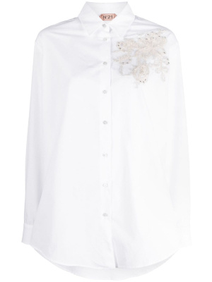

Lace-appliqué long-sleeve shirt, Nº21 Lace-appliqué long-sleeve shirt