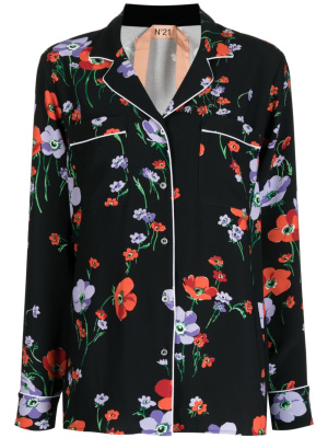 

Floral-print notched-collar shirt, Nº21 Floral-print notched-collar shirt