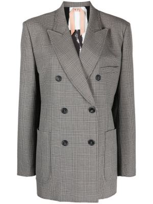 

Check-print double-breasted blazer, Nº21 Check-print double-breasted blazer