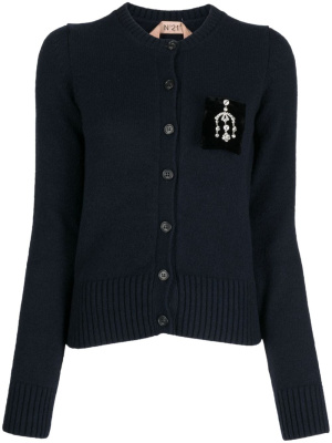 

Crystal-embellished fine-knit cardigan, Nº21 Crystal-embellished fine-knit cardigan