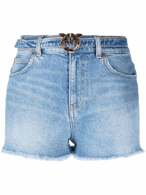 

Logo-buckle belted denim shorts, PINKO Logo-buckle belted denim shorts