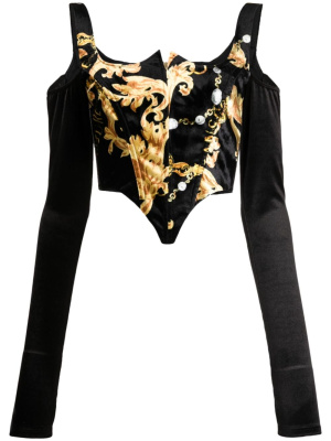

Barocco-print corset top, Versace Barocco-print corset top