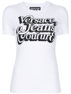 

Rhinestone-embellished logo-print T-shirt, Versace Rhinestone-embellished logo-print T-shirt