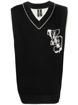 

Intarsia-logo sleeveless jumper, Y-3 Intarsia-logo sleeveless jumper