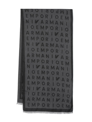 

Logo-print frayed-edge scarf, Emporio Armani Logo-print frayed-edge scarf