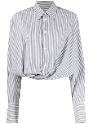 

Twist-detail striped cotton shirt, MM6 Maison Margiela Twist-detail striped cotton shirt