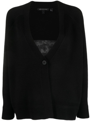 

V-neck intarsia-knit logo cardigan, Armani Exchange V-neck intarsia-knit logo cardigan