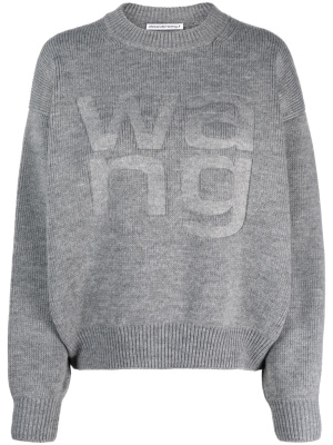 

Logo-debossed drop-shoulder jumper, Alexander Wang Logo-debossed drop-shoulder jumper