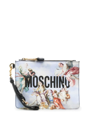 

Graphic-print clutch bag, Moschino Graphic-print clutch bag