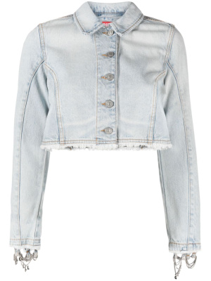 

Distressed cropped denim jacket, Diesel Distressed cropped denim jacket