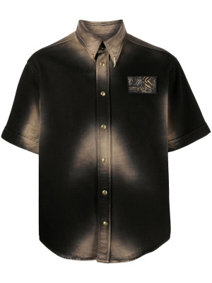 

Logo-patch faded-print shirt, Roberto Cavalli Logo-patch faded-print shirt