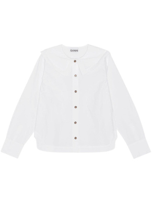 

Bib-collared cotton shirt, GANNI Bib-collared cotton shirt