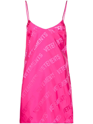 

Logo-print spaghetti-strap minidress, VETEMENTS Logo-print spaghetti-strap minidress