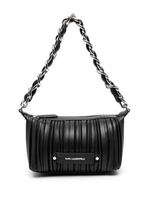

Pleated faux leather shoulder bag, Karl Lagerfeld Pleated faux leather shoulder bag
