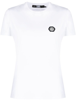 

Logo-patch short-sleeve cotton T-shirt, Karl Lagerfeld Logo-patch short-sleeve cotton T-shirt