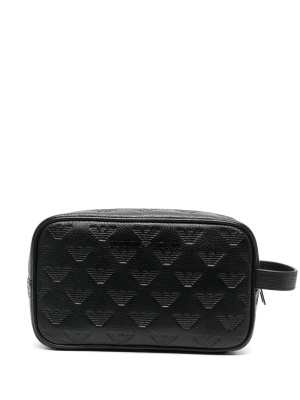 

Debossed-logo leather wash bag, Emporio Armani Debossed-logo leather wash bag