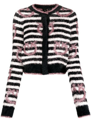 

Logo-print striped cardigan, PINKO Logo-print striped cardigan