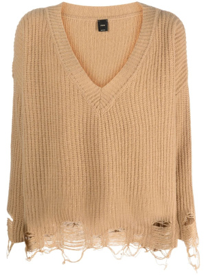 

Ripped V-neck knitted jumper, PINKO Ripped V-neck knitted jumper