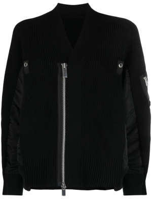 

Ribbed-knit zip-up cardigan, Sacai Ribbed-knit zip-up cardigan