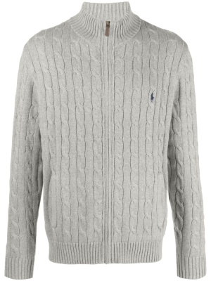 

Polo Pony-motif cable-knit cardigan, Polo Ralph Lauren Polo Pony-motif cable-knit cardigan