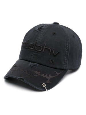 

Logo-embroidered distressed cap, MISBHV Logo-embroidered distressed cap