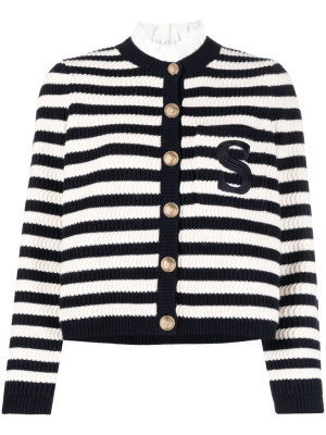 

Wavy-knit striped caridgan, SANDRO Wavy-knit striped caridgan