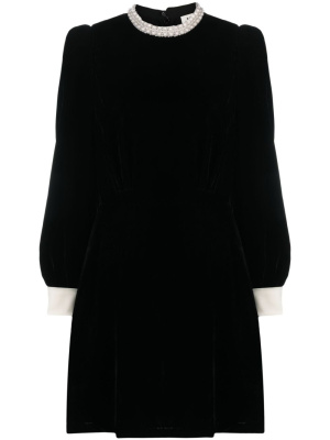 

Serena velour pearl-embellished minidress, SANDRO Serena velour pearl-embellished minidress